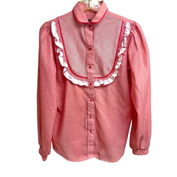 Vintage Panhandle Slim Ruffled‎ Polyester Blend Prairie Shirt - Picture 1 of 7